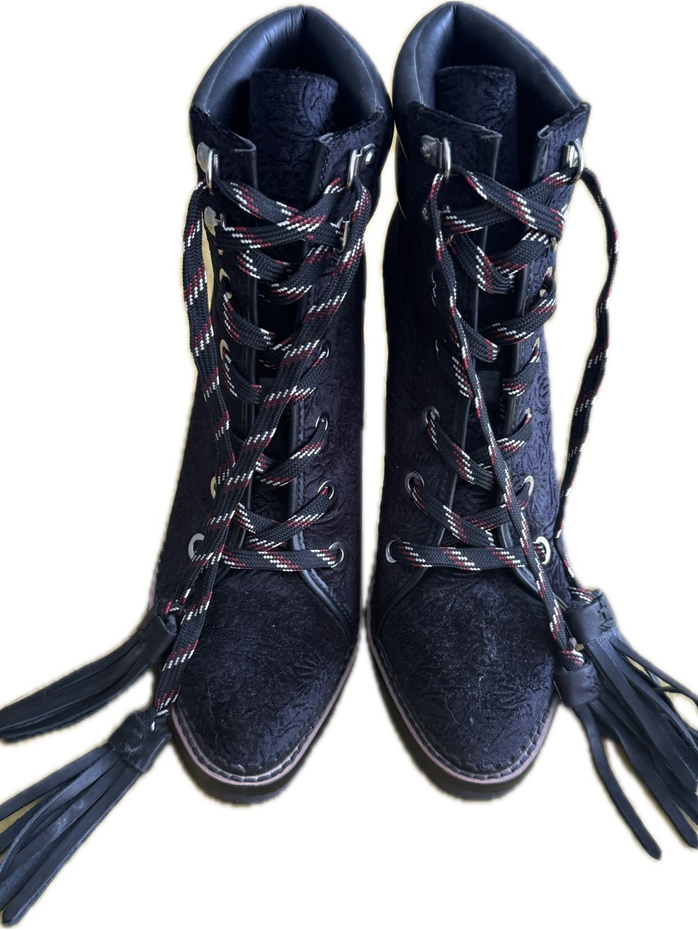 Sam Edelman Black Lace-Up Ankle Boots with Tassel Laces
